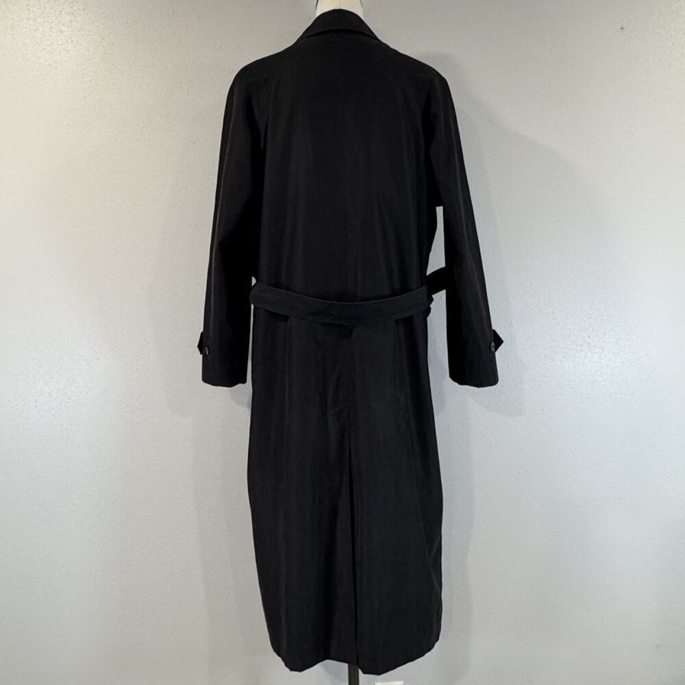 London Fog Trench Coat Womens Sz 14 Double Breasted Black Removable Warmer Lined - Picture 2 of 16